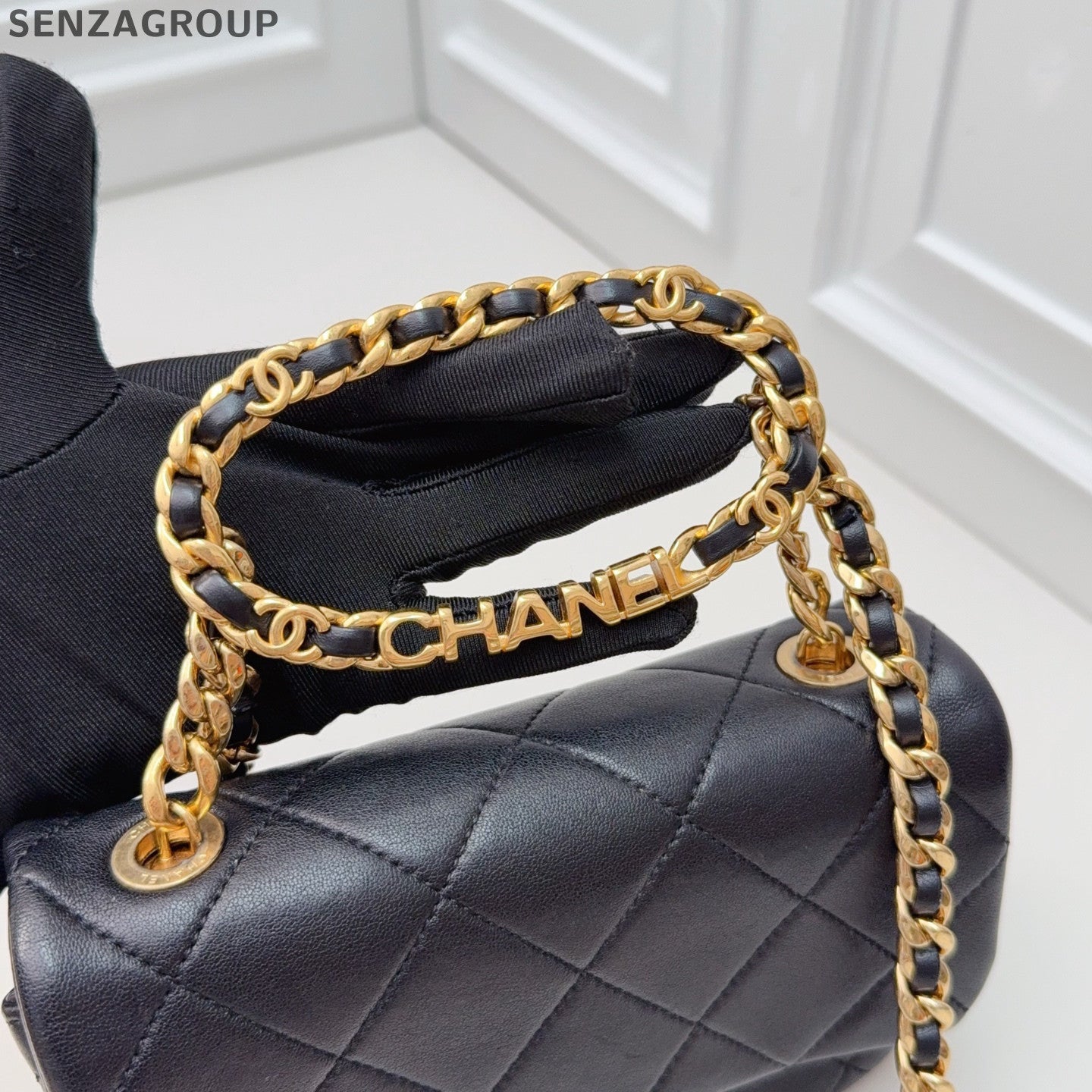Chanel Classic Flap Black Gold Small Chain Shoulder Bag Quilted