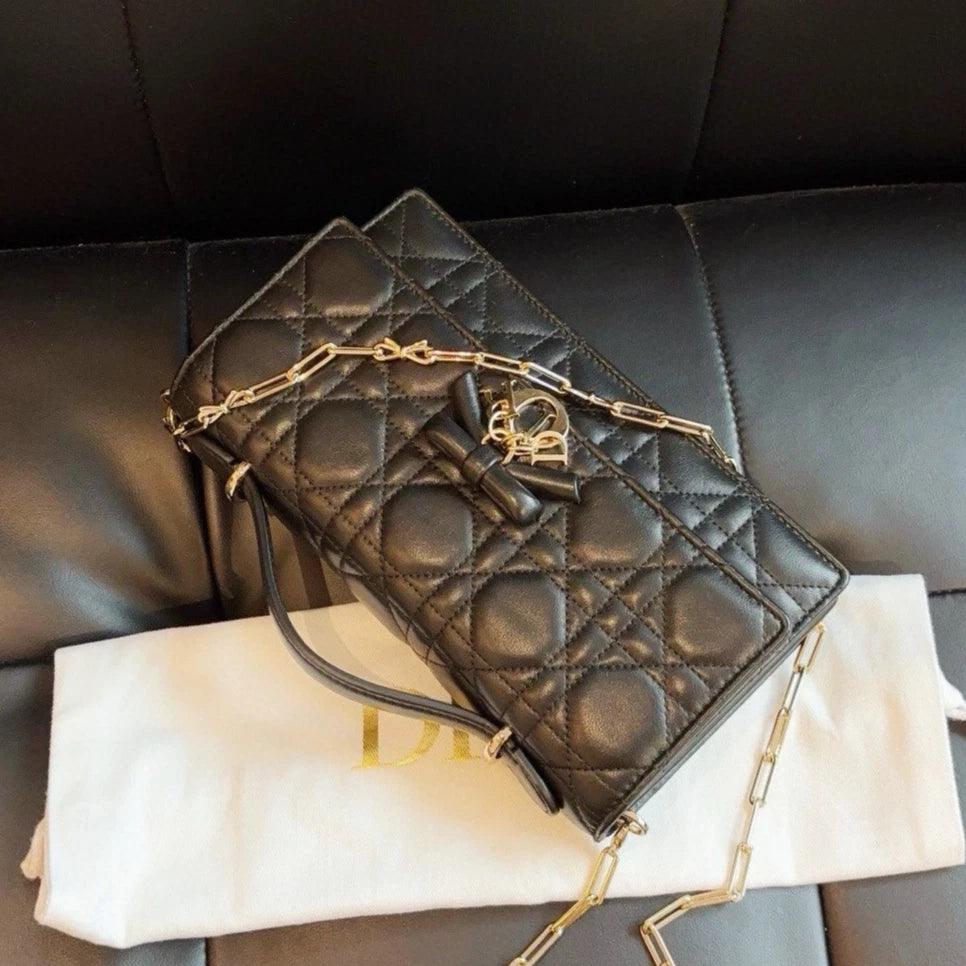 Christian Dior Miss Dior WOC Top Handle Bag Crossbody Black Gold Women Classic