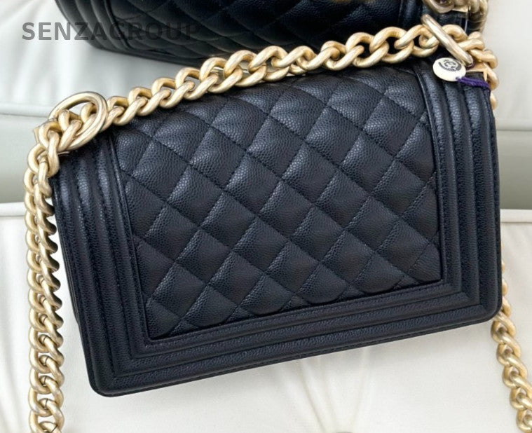 Chanel Leboy PM Chain Shoulder Bag Crossbody Black Gold Women Classic Designer
