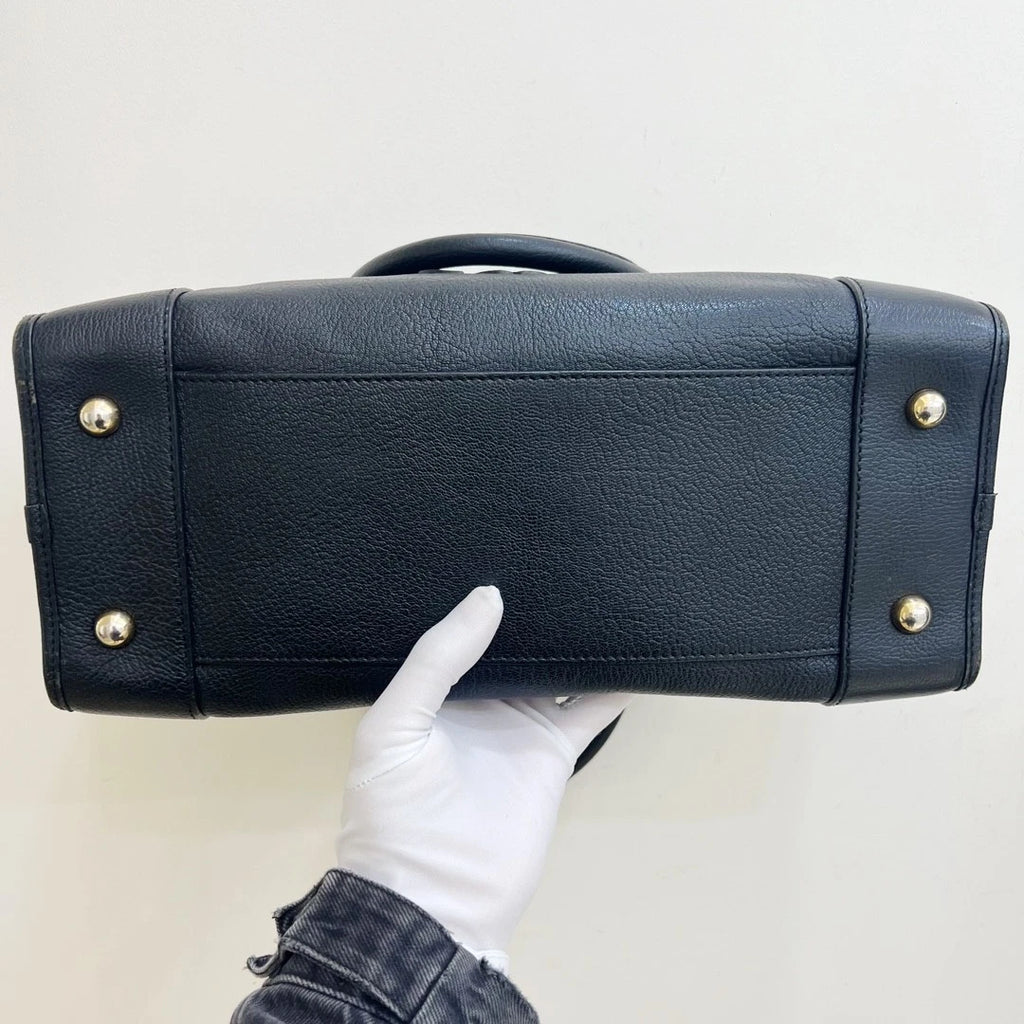 Loewe Amazona Calfskin Top Handle Bag Black Gold Women Classic Fashion