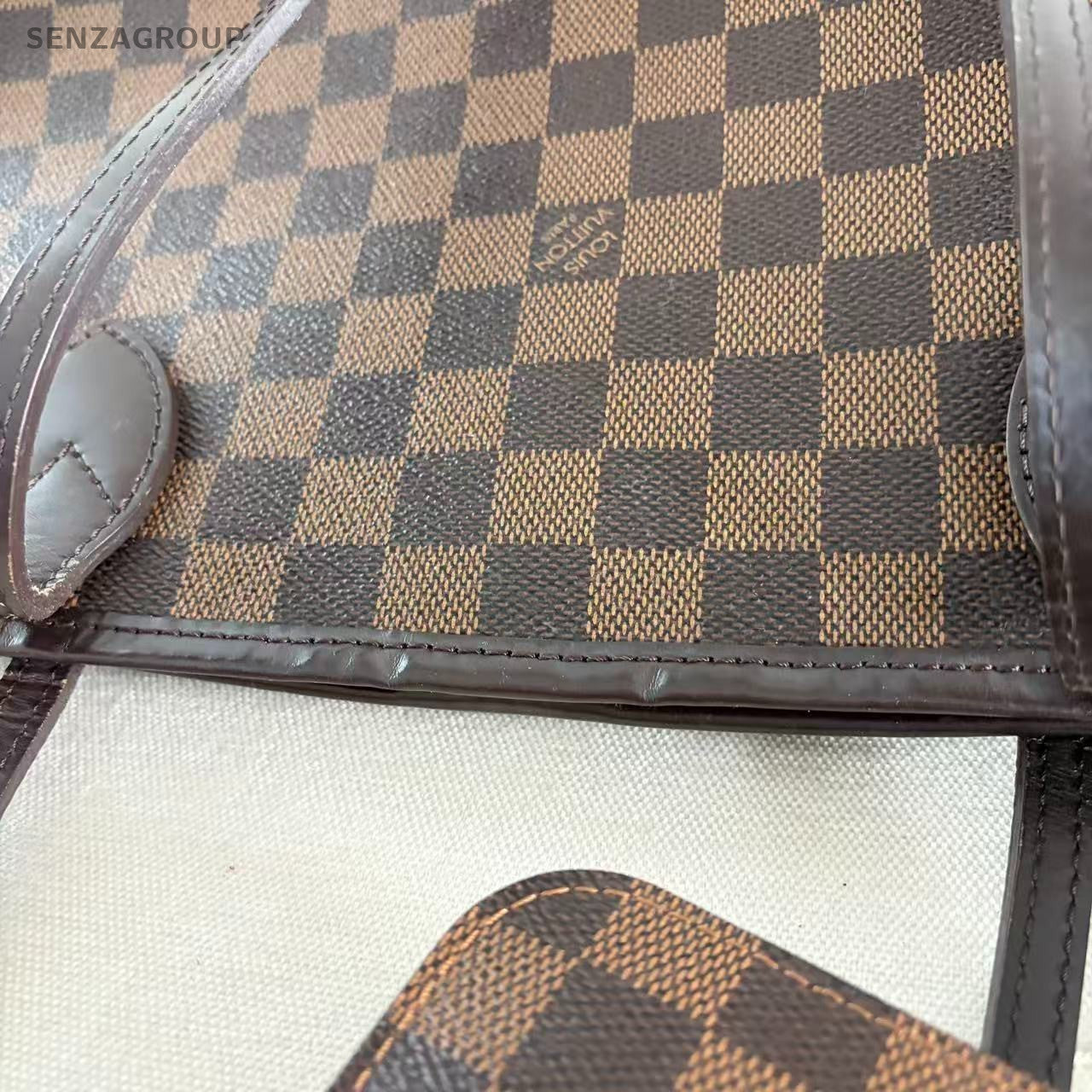 Louis Vuitton Neverfull MM Damier Ebene Shoulder Bag Brown Red  Women Classic