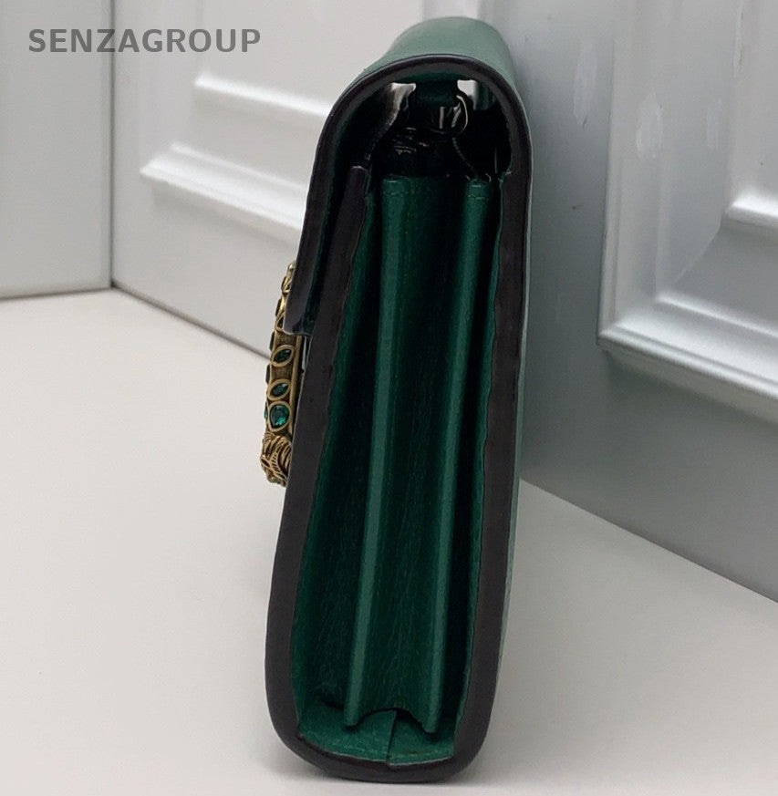 Gucci Dionysus WOC Chain Crossbody Clutch Green Silver Women Classic