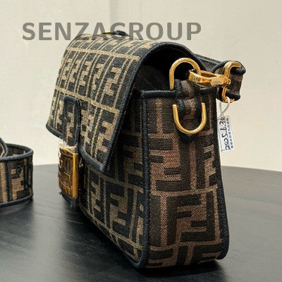 Fendi Iconic Baguette Medium Brown Shoulder Bag Gold Hardware Women's Fashion