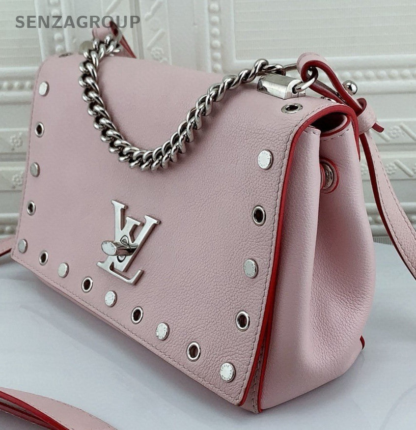 Louis Vuitton Lockme PM Shoulder Bag Crossbody Pink Silver Used Women Classic