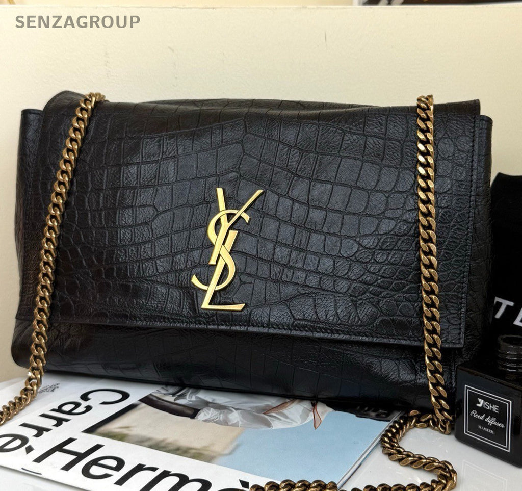 Saint Laurent Kate Chain Shoulder Bag Crossbody Black Gold Women Classic