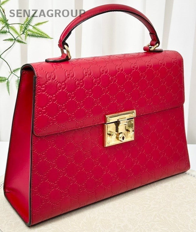 GUCCI Padlock Top handle 2WAY Shoulder bag Crossbody Red