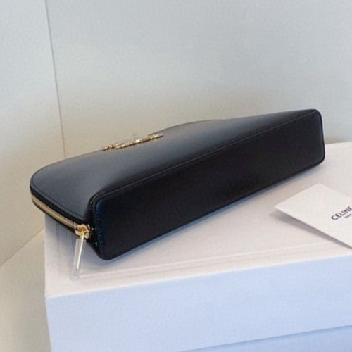 CELINE Triomphe Alma Handbag Black Gold Classic Brand NEW