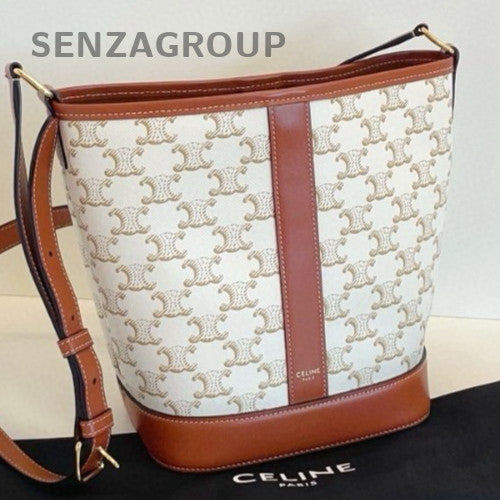 Celine Triomphe PM Monogram Bucket Shoulder Crossbody Bag White Almost Brand New