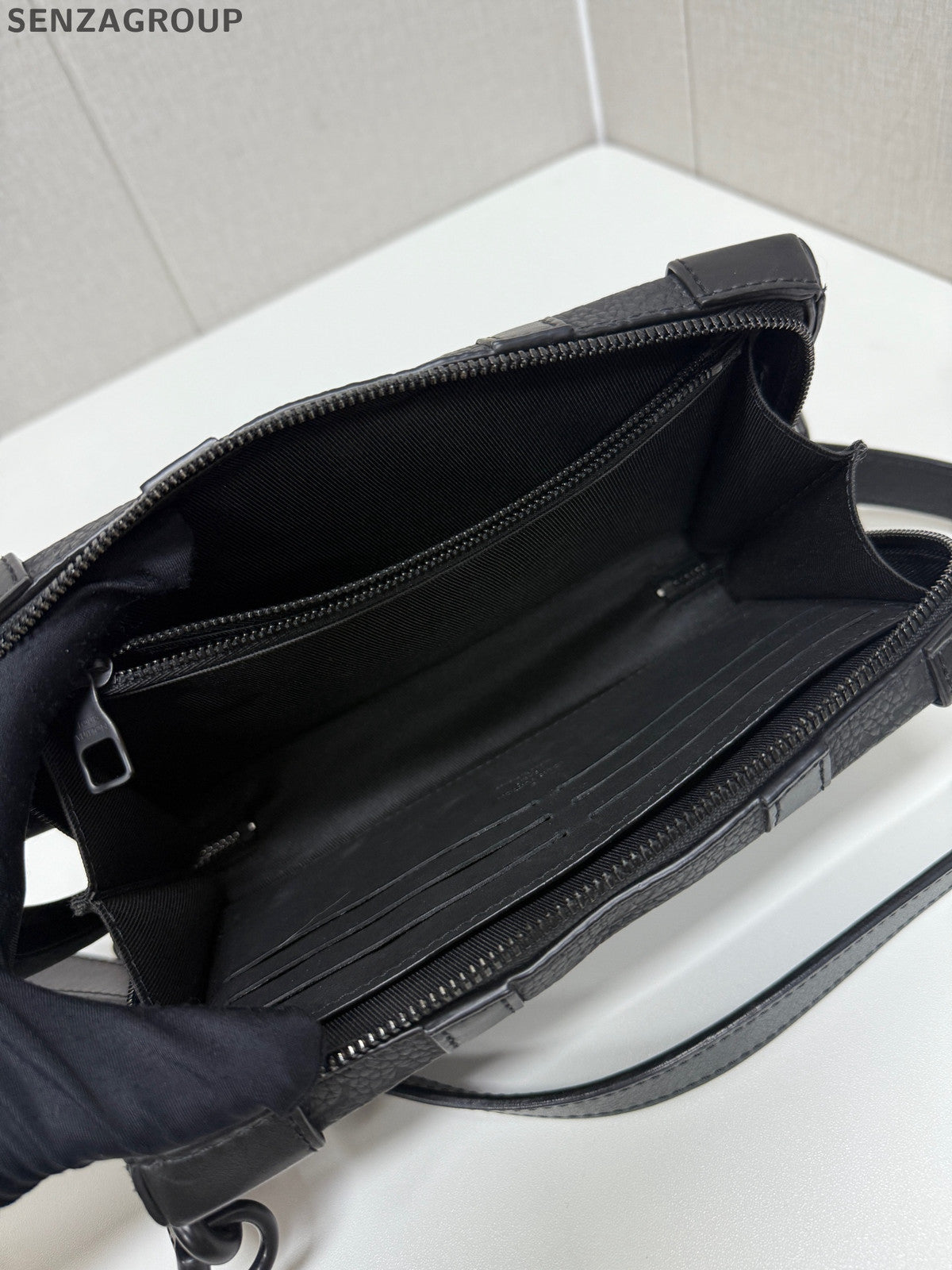 Louis Vuitton Soft Trunk Wallet Black Grained Leather Crossbody Bag Unisex