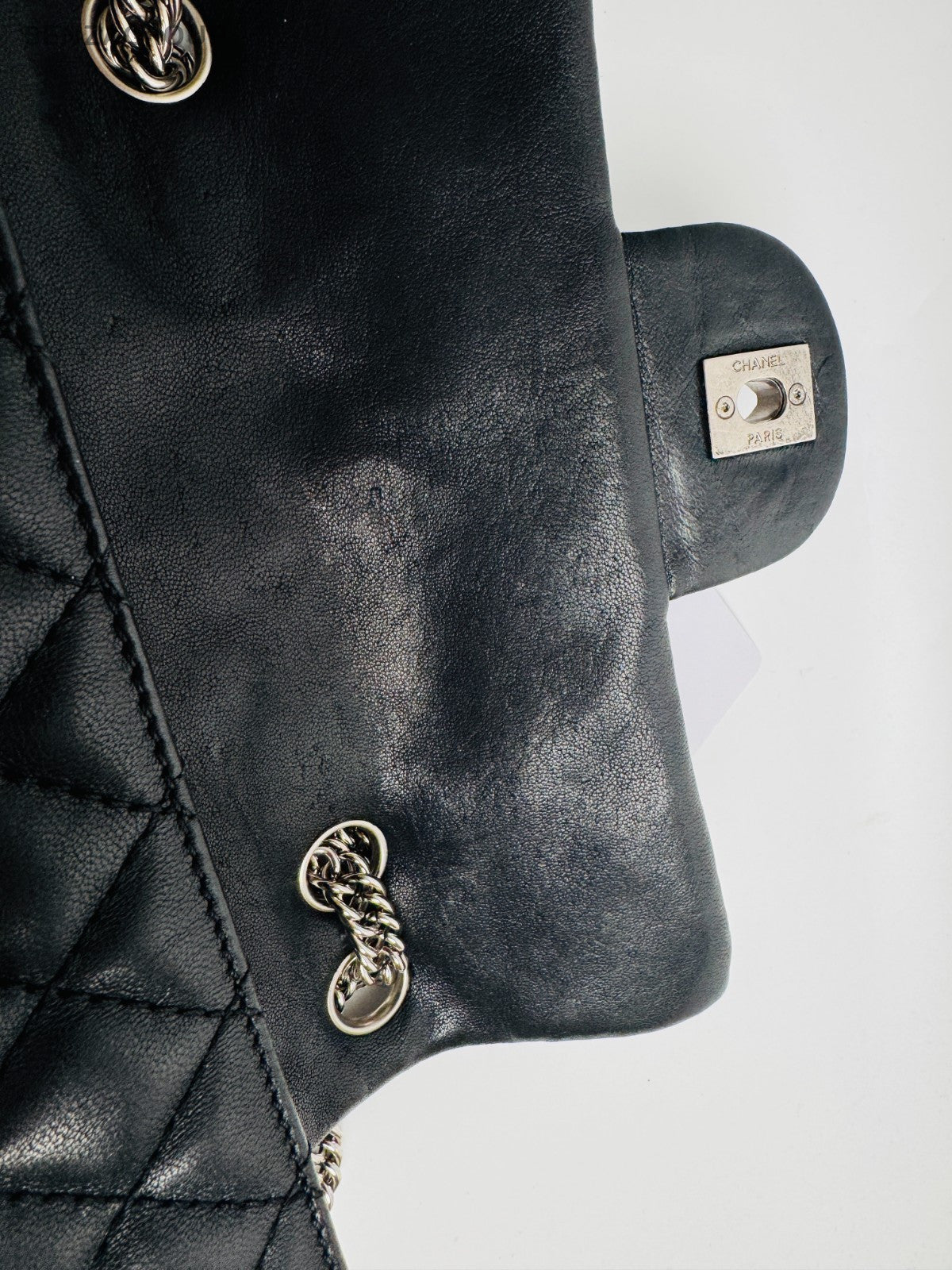 CHANEL Classic Flap Diamond Pattern Chain Shoulder bag Black Silver Women
