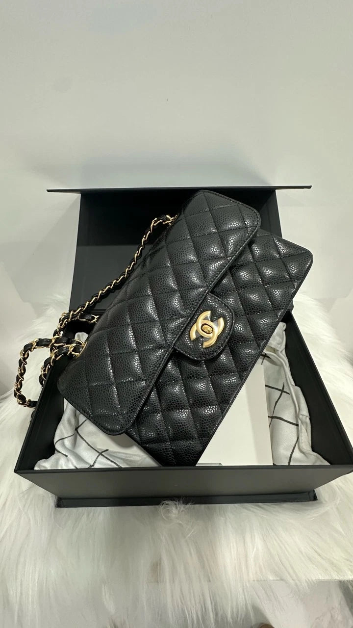 Pre-owned CHANEL Black Gold Mini CF Shoulder Bag For Women