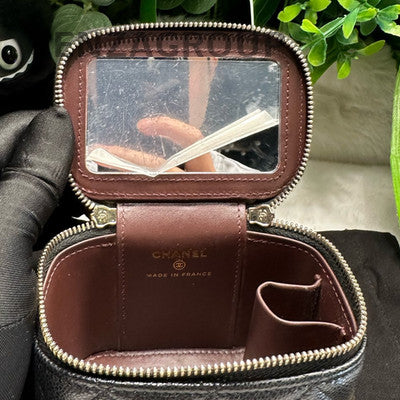Chanel 23S Mini Vanity Black Caviar Leather Chain Crossbody Bag