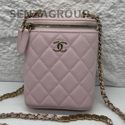 Chanel Pink Quilted Calfskin Chain Shoulder Bag Gold Hardware