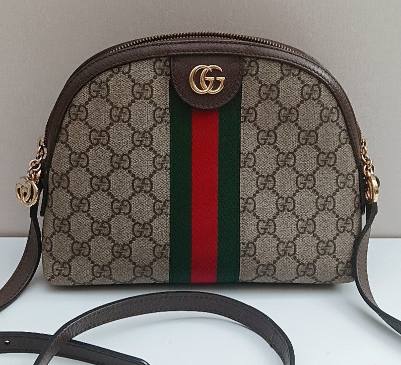 Gucci Sherry Line 2Way Shoulder Bag Crossbody Brown Gold Women Classic Designer