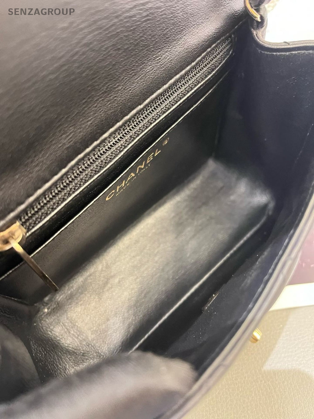 Chanel Classic Flap Chain Crossbody Shoulder Bag Black Gold Women Diamond