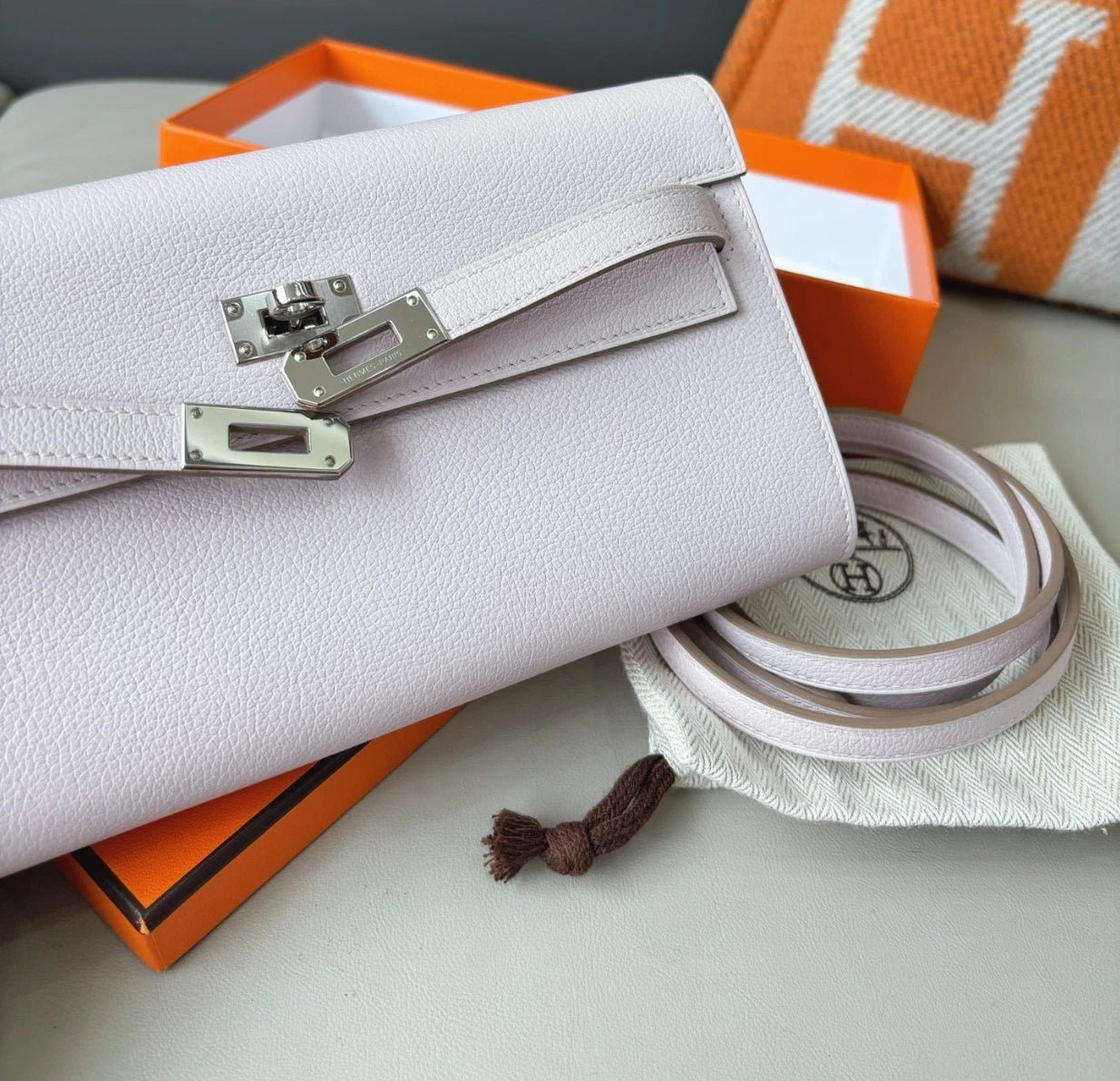 Hermes Kelly to Go Evercolor Handbag Shoulder Bag Purple Excellent