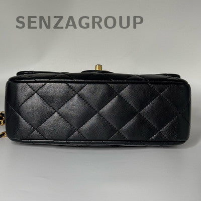 Chanel Cambon CF Black Gold Handle Chain Shoulder Bag Women's Fashion