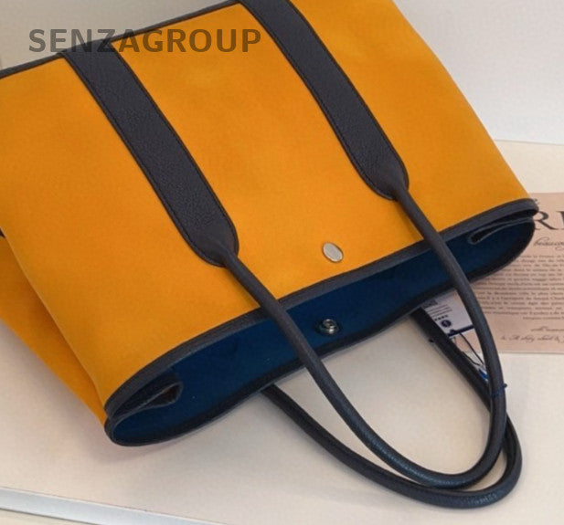 Hermes Garden Party36 Top Handle Bag Yellow Blue Silver Used Women Classic