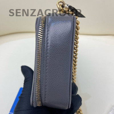 Chanel Le Boy WOC Chain Shoulder Crossbody Bag Grey Gold Hardware