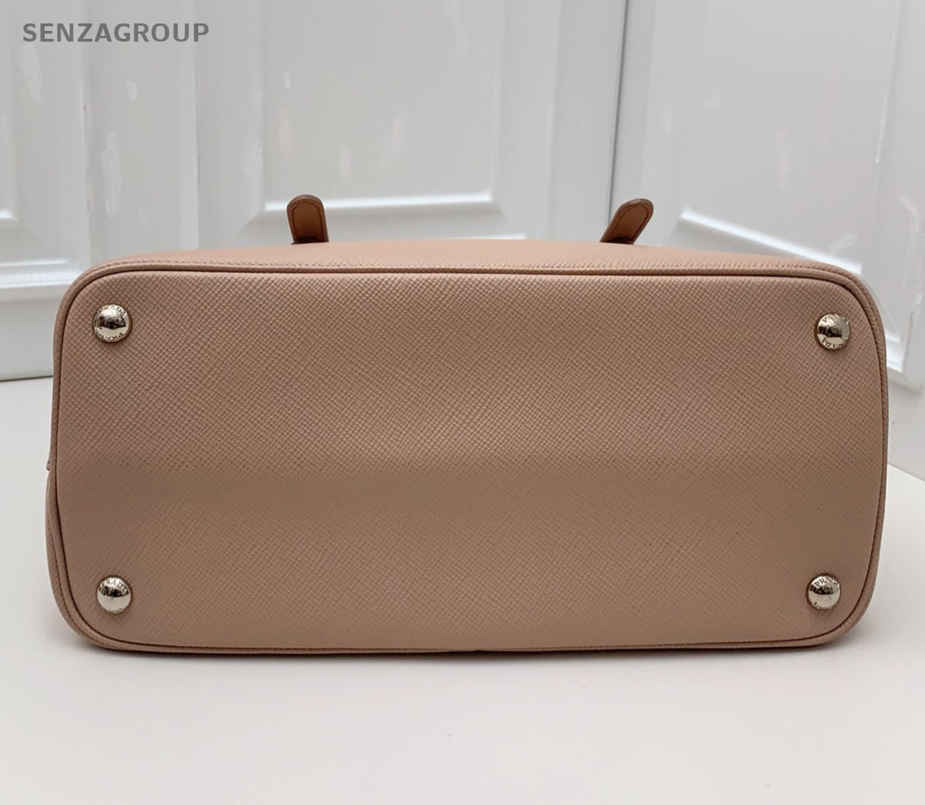 Prada Galleria 2Way Top Handle Bag Crossbody Pink Silver Used Women Classic