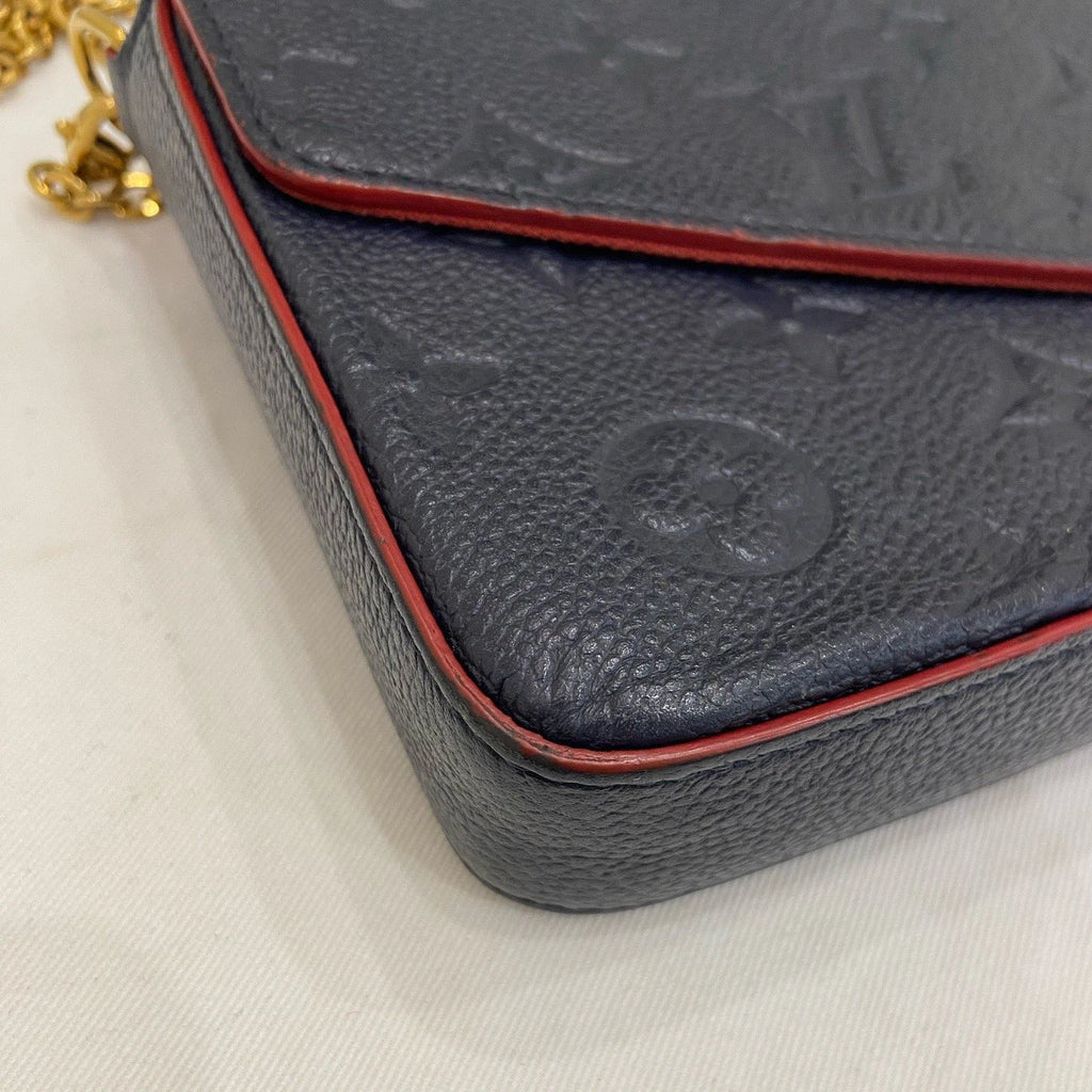 Louis Vuitton Felice Monogram Empreinte Chain Crossbody Blue Gold Women Classic