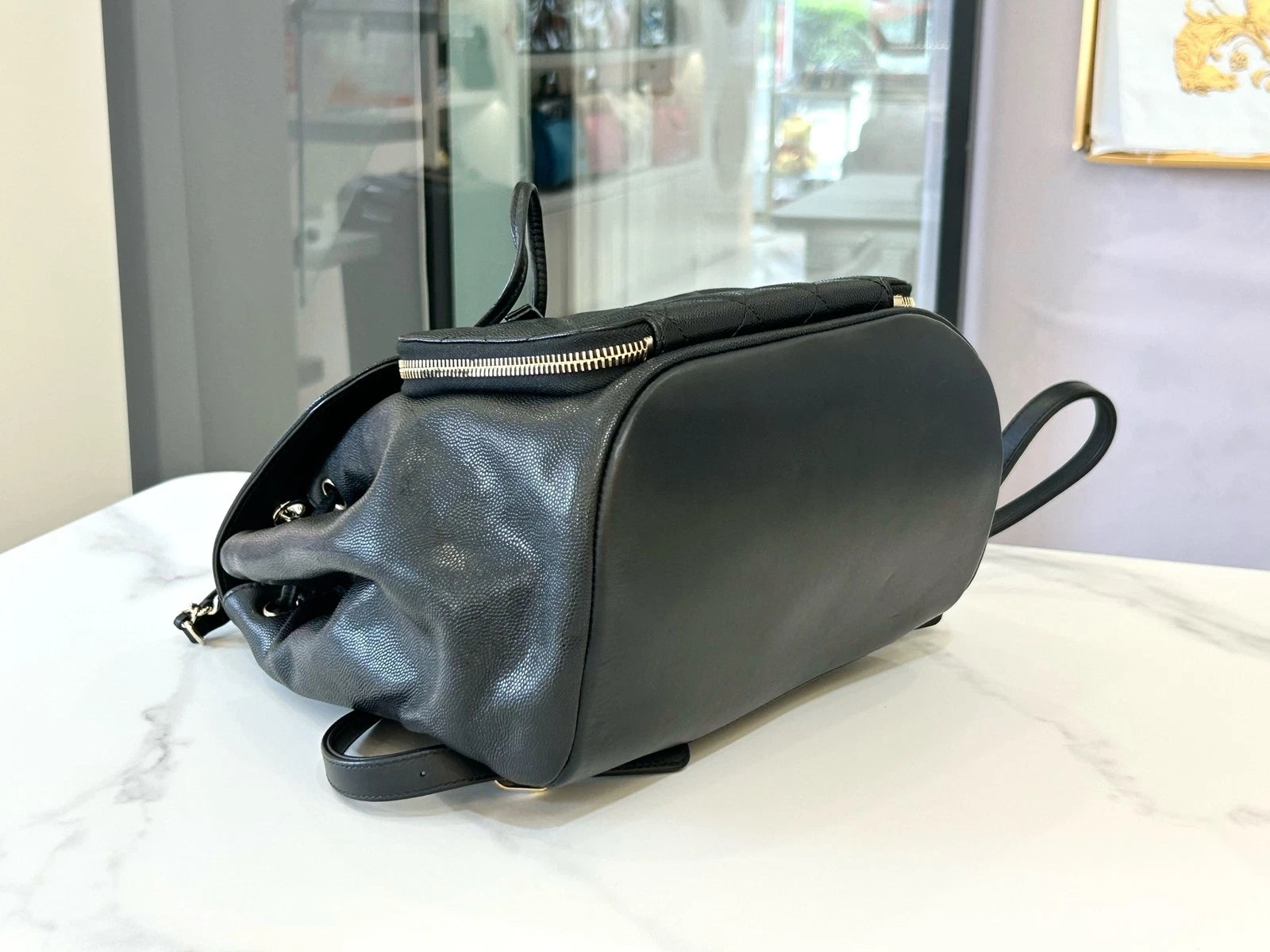 CHANEL Business Affinity Black Gold Backpack For Women