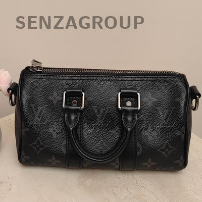 Louis Vuitton Keepall 20 Monogram Handbag Shoulder Bag Black Silver Unisex
