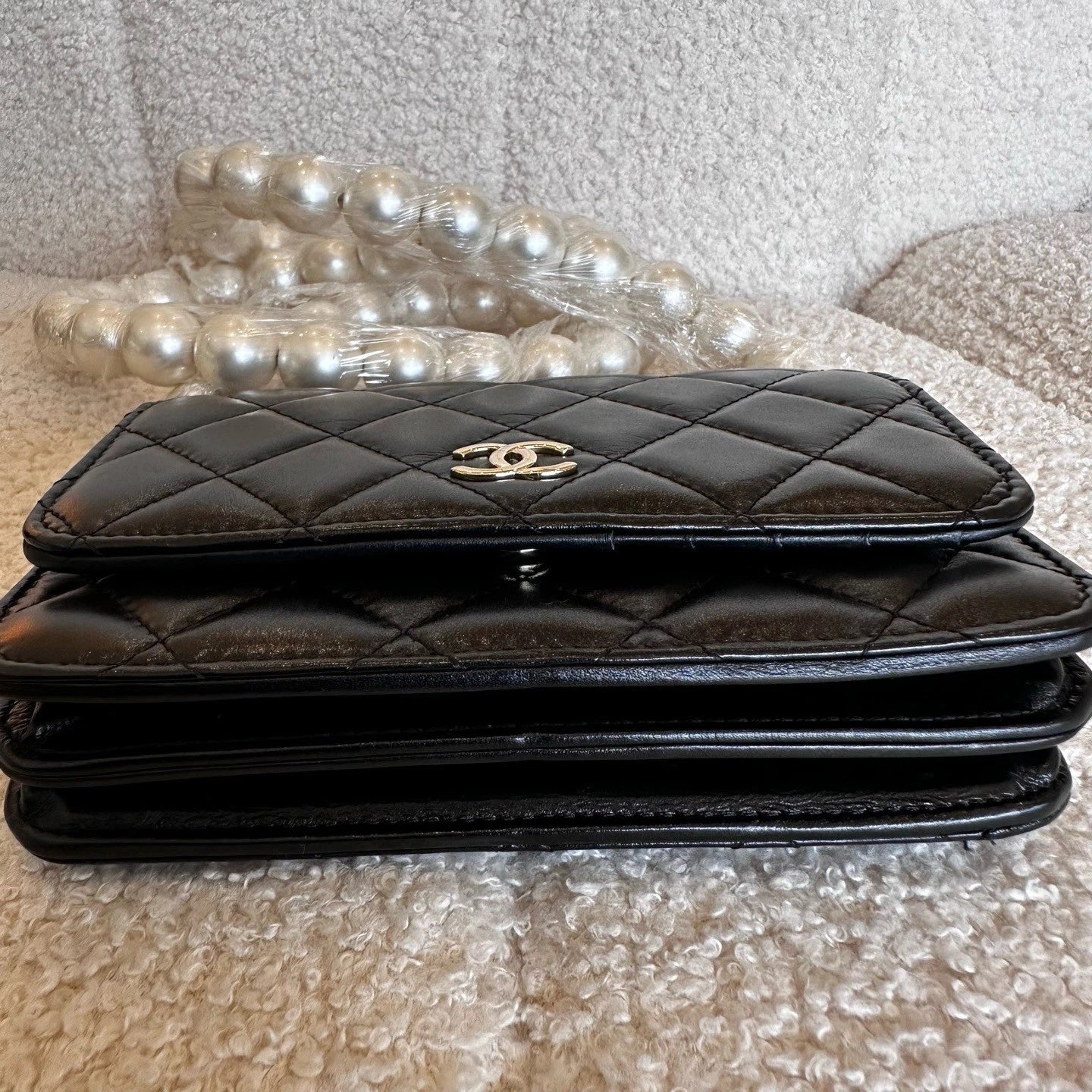 CHANEL Pearl Chain WOC Crossbody Bag For Women