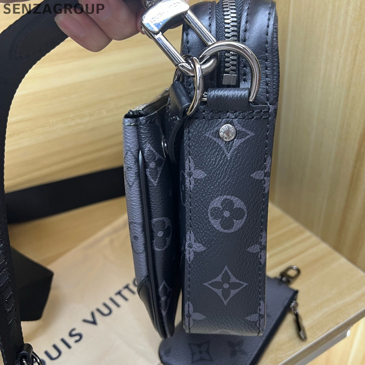 Louis Vuitton Monogram Tri-fold Shoulder Bag Black Silver Unisex Classic