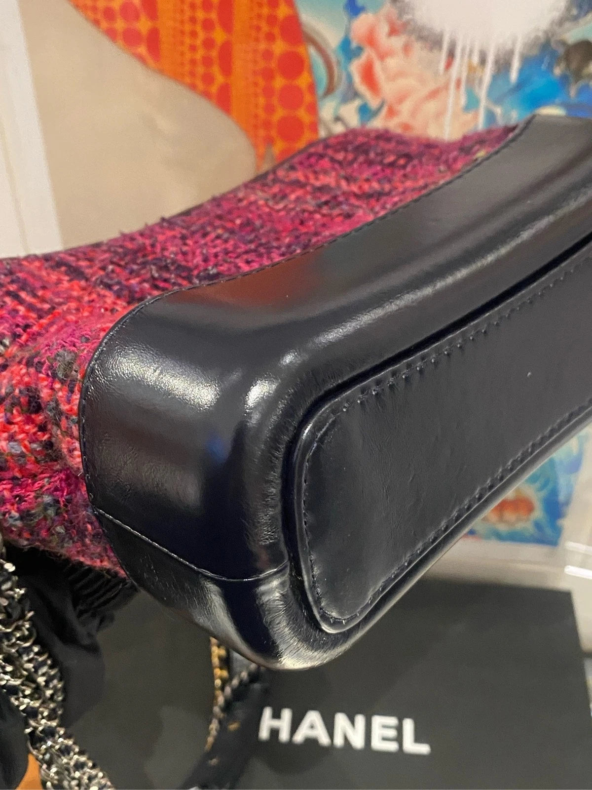 CHANEL Limited Tweed Woven Small Shoulder Bag Black Pink Women