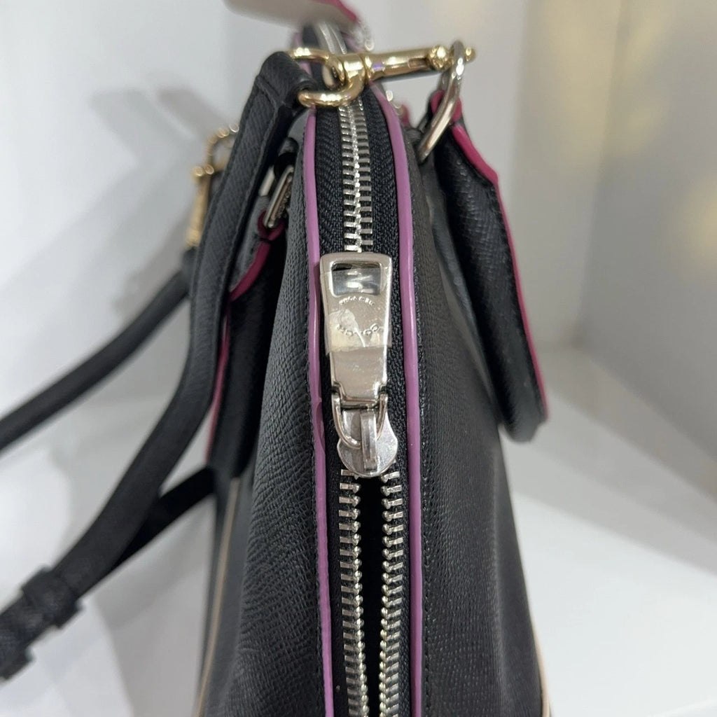 Coach Black Leather Sierra Dome Crossbody Handbag For Women
