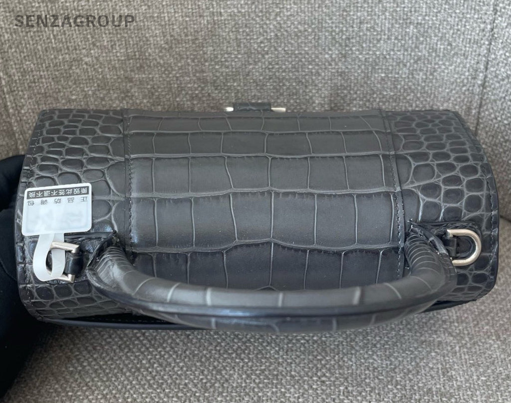 Balenciaga Hourglass PM Top Handle Bag Crossbody Gray Silver Women Classic
