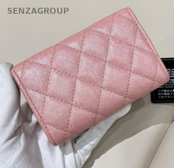 CHANEL Classic Flap Diamond Pattern Card Pack Pink Women Classic