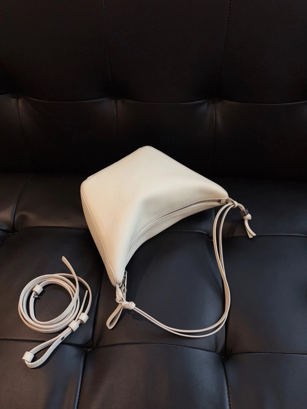 LOEWE Hammock Hobo Shoulder Bag White Full Calfskin Geometric Design