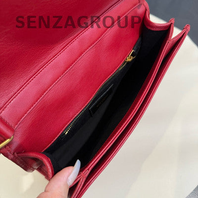 YSL Saint Laurent Becky Red Quilted Chain Crossbody Bag Classic Women