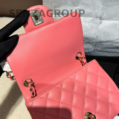 Chanel Classic Flap Quilted Chain Shoulder Bag Pink Gold