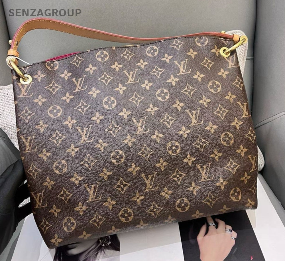 Louis Vuitton Graceful PM Monogram Shoulder Bag Brown Gold Women Classic