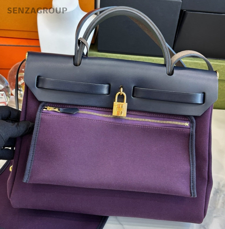 Hermes Herbag31 Purple Black  Top handle Shoulder bag