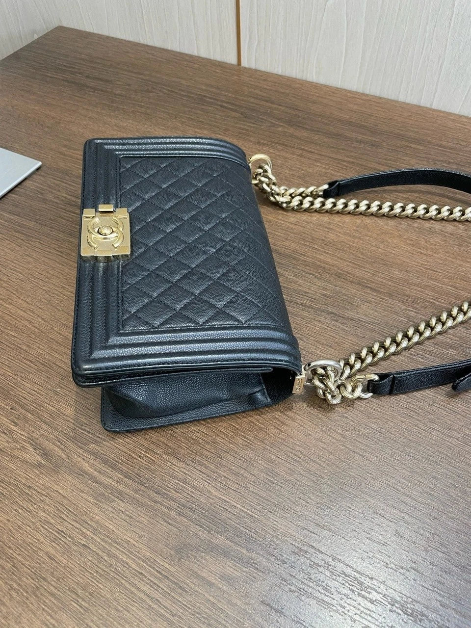 SJ0001 Chanel cavier leather leboy gold hardware