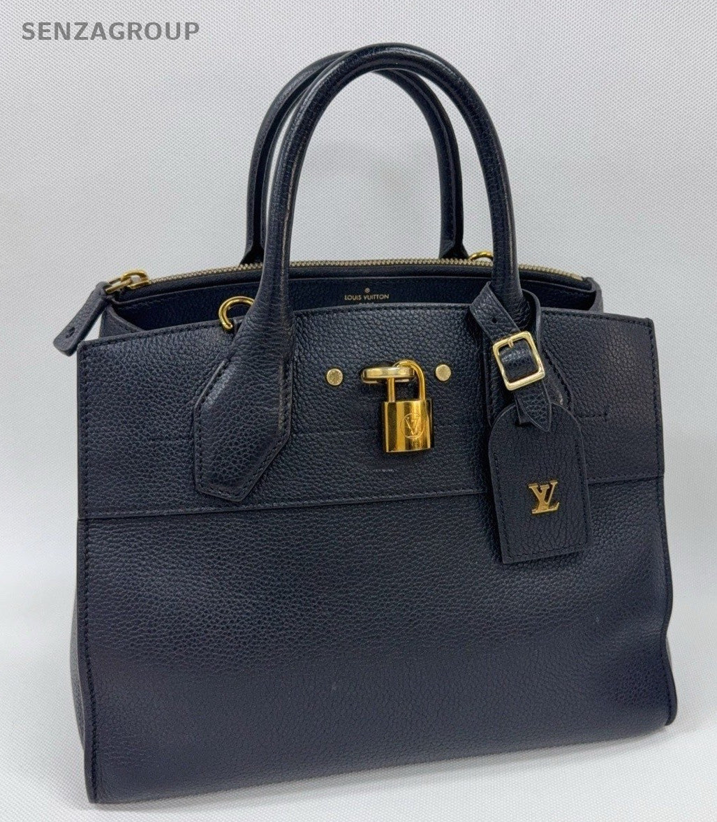 Louis Vuitton City steamer 2Way Top Handle Bag Crossbody Black Gold Women
