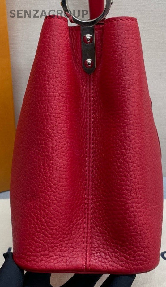 Louis Vuitton Capuchines MM Top Handle Bag Crossbody Red Silver Women Classic
