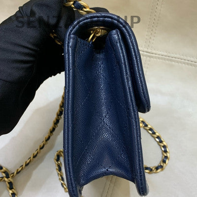Chanel Navy Blue Quilted Chain Shoulder Bag Classic Women's Bag