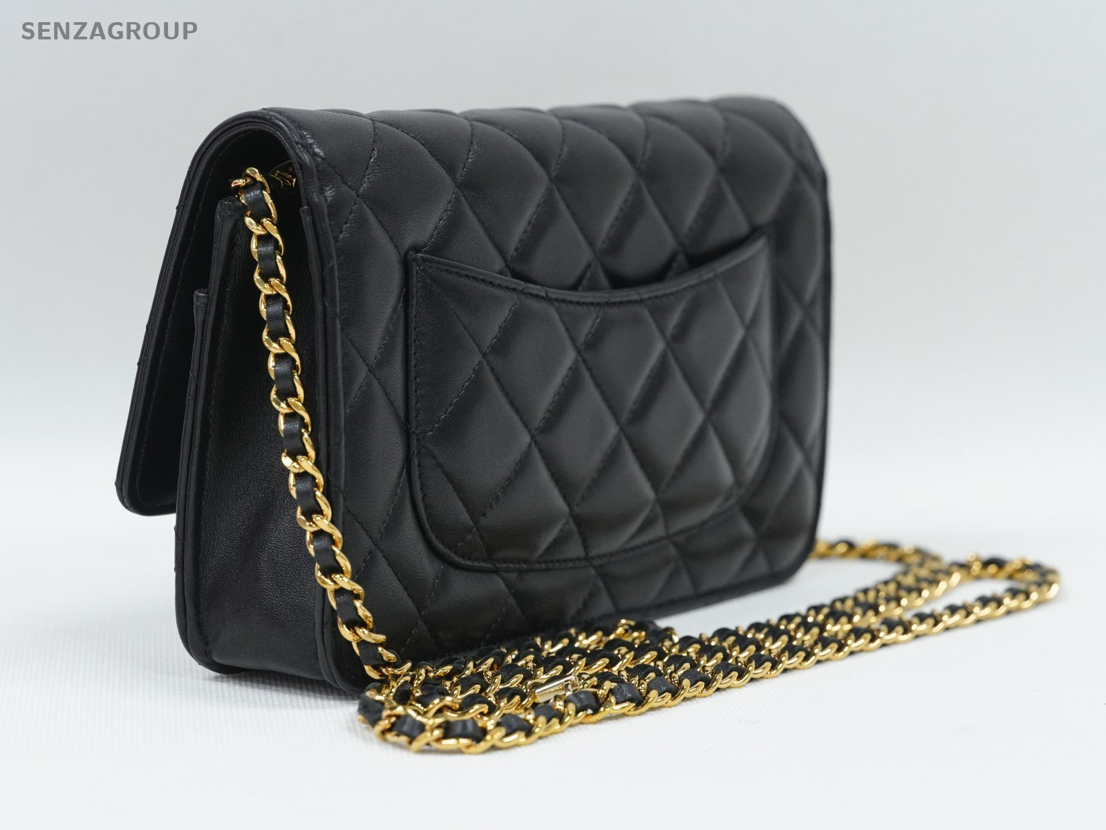 CHANEL Classic Flap Woc Diamond Pattern Chain Shoulder bag Black Gold Women