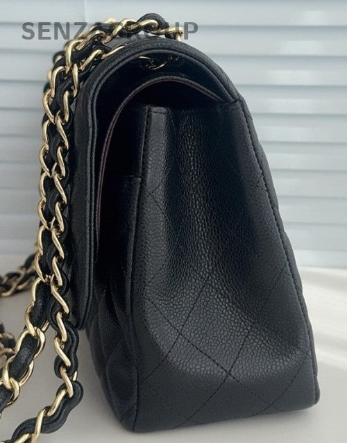 Chanel Jumbo Chain Shoulder Bag Crossbody Black Red Used Women Classic
