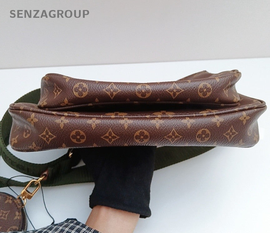 Louis Vuitton Monogram Chain Shoulder Bag Brown Gold Used Women Classic