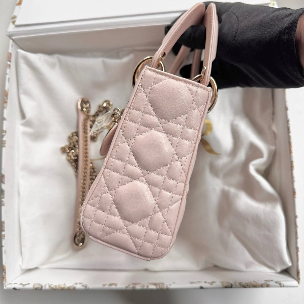 Dior Lady Dior Pink Top Handle Excellent