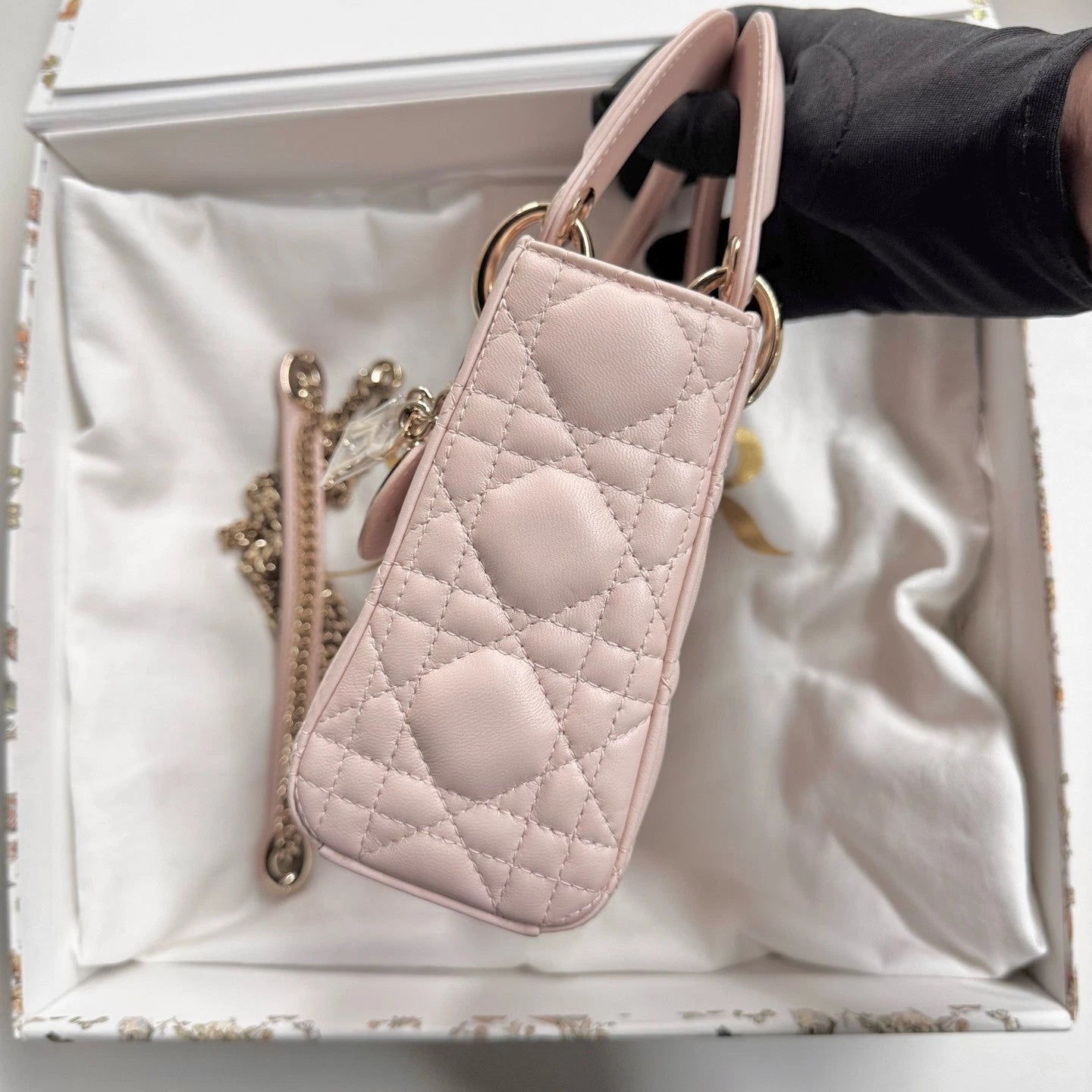 Dior Lady Dior Pink Top Handle Excellent