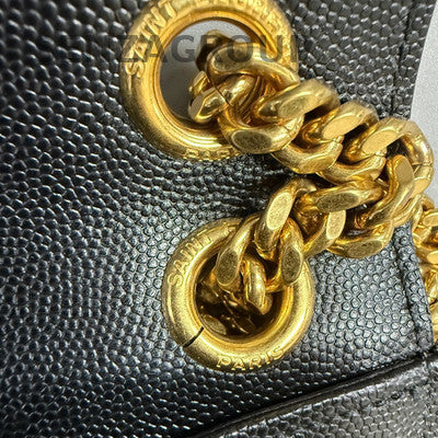 Saint Laurent Black Gold Caviar Envelope Chain Shoulder Bag Classic Women