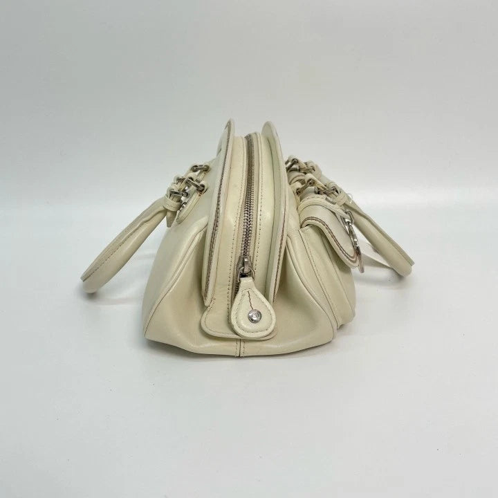 Authentic Dior 2005 Runway Detective White Leather Handbag For Women