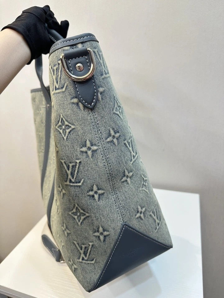 Louis Vuitton Vintage Monogram Denim Weekend Tote Bag For Women